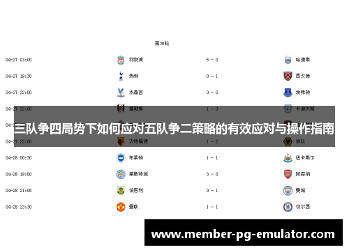 三队争四局势下如何应对五队争二策略的有效应对与操作指南