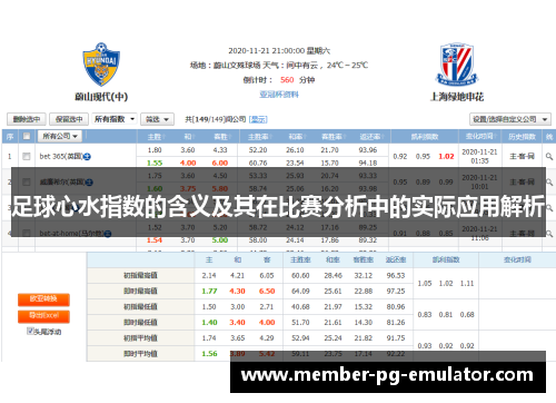 足球心水指数的含义及其在比赛分析中的实际应用解析